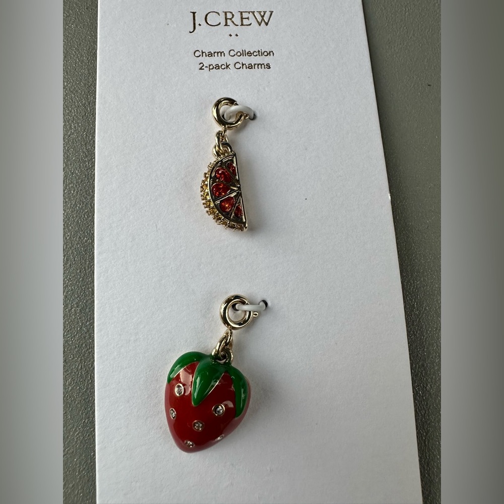 J.Crew Factory Summer Fruit Charms Set Orange Strawberry Red Multi CK685 NWT